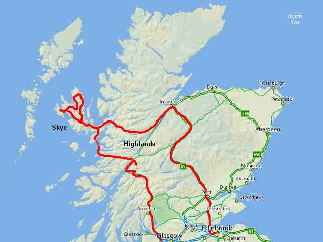 Schotland route roadtrip