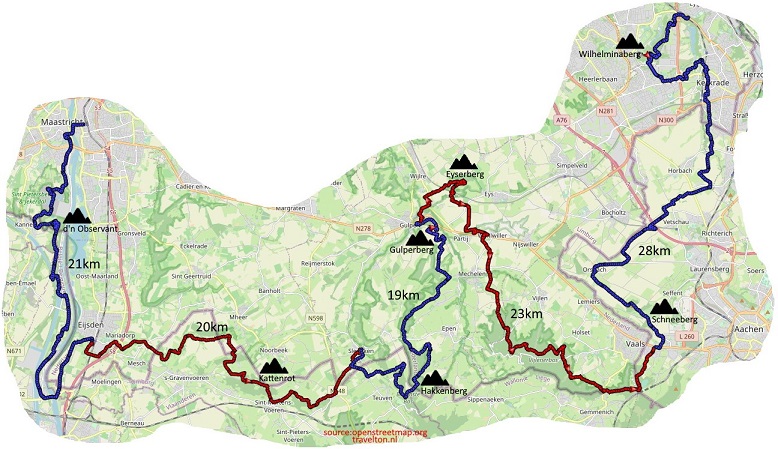 Overzichtskaartje route dutch mountain trail
