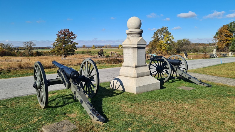 Kanonnen en monumenten op het slagveld Gettysburg