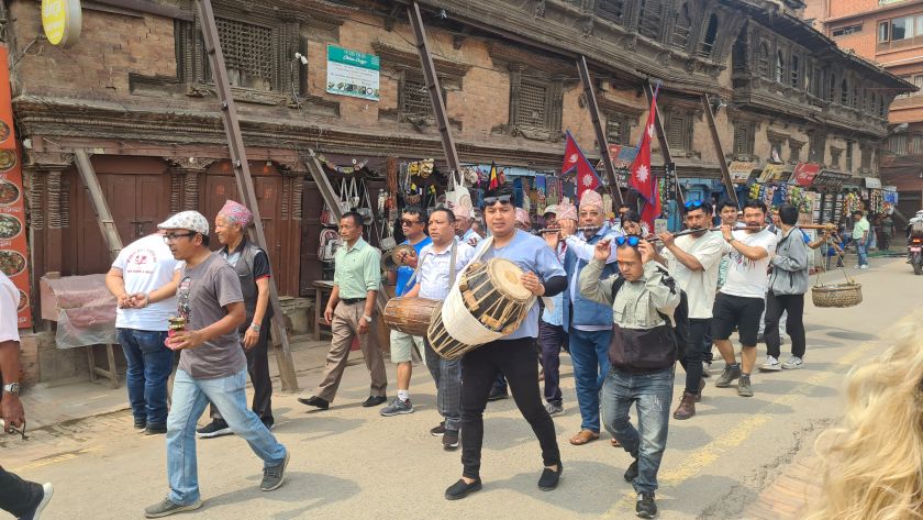 Biska Jatra Festival Bhaktapur dhimey trommels